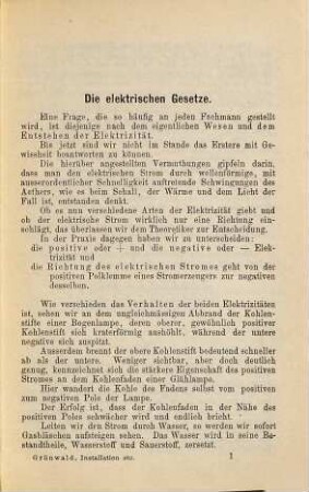 Der Bau, Betrieb und die Reparaturen der elektrischen Beleuchtungsanlagen : ein Leitfaden für Monteure, Werkmeister, Elektrotechniker etc.