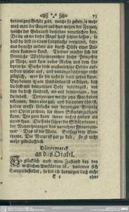 Dännemarck an das Orakel