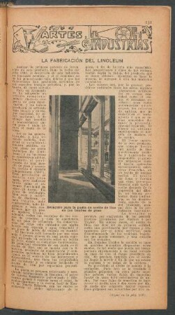 La fabricación del linoleum : Artes e industrías