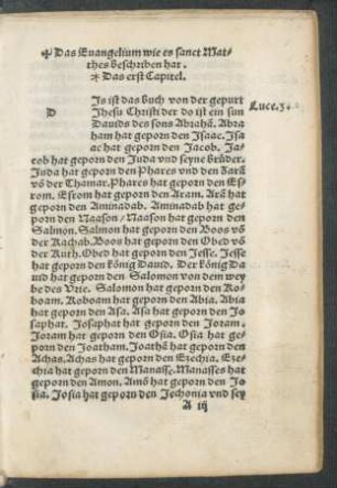 Das Evangelium wie es sanct Matthes beschriben hat.