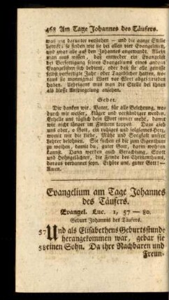 Evangelium am Tage Johannes des Täufers