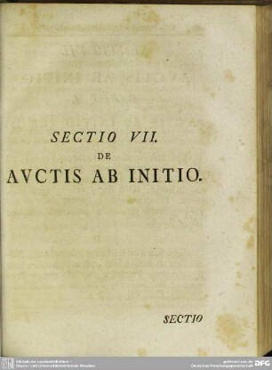 Sectio VII. De Auctis Ab Initio