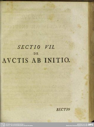 Sectio VII. De Auctis Ab Initio