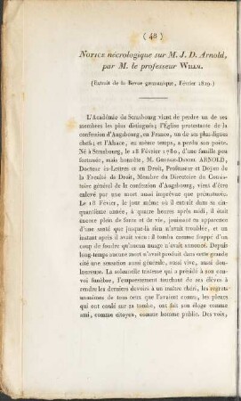 Notice nécrologique sur M. J. D. Arnold, par M. le professeur Wilm.