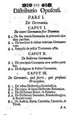 Distributio Opusculi [Abtheilung dieses Werckleins]