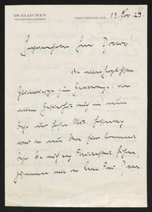 Brief von Ernst Blaicher an Gerhart Hauptmann