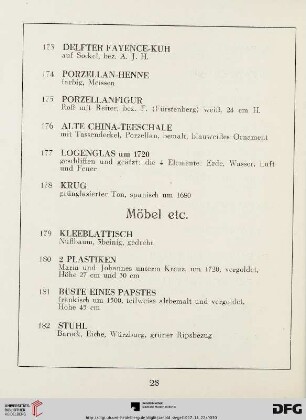 Möbel etc. (Nr. 179 - 251)