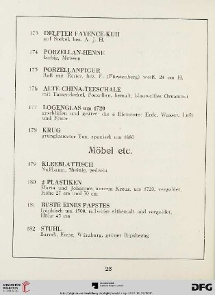Möbel etc. (Nr. 179 - 251)
