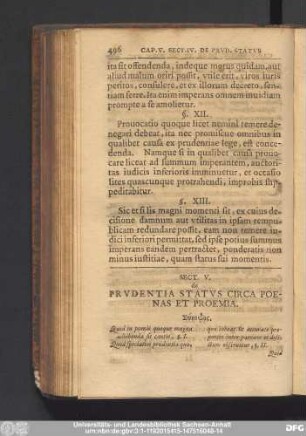Sect. V. de Prudentia Status Circa Poenas Et Proemia.