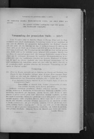 Versammlung der preussischen Städte. - [1378?]
