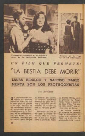 Un film que promete: "La bestia debe morir" - Laura Hidalgo y Narciso Ibañez menta son los protagonistas