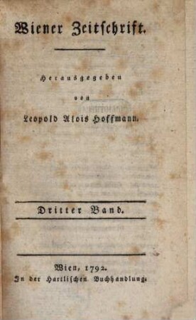 Wiener Zeitschrift. 3 (1792)