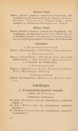 10-18, Lehrkörper