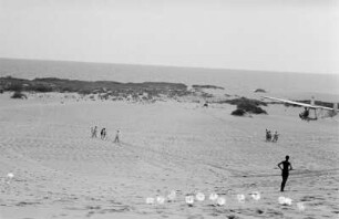 Segelflugzeug : Segelflugzeug über dem Strand am Kurischen Haff.