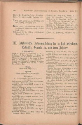 Abfuhrinstitute. Aerzte. Agenten. Agenturen. [Alfenidewaaren-Geschäfte (Spezialgesch.) Antiquare. Apotheker. Architekten. Auktionatoren. Austernhandlungen.]