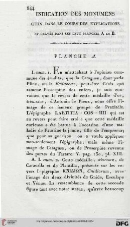 Indication des monumens cités dans le cours des explications et [...]