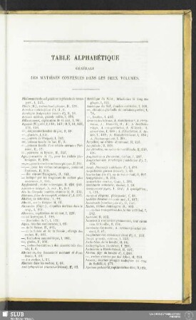 Table alphabétique générale des matières contenues dans les deux volumes