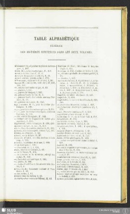 Table alphabétique générale des matières contenues dans les deux volumes