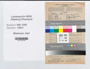 Entnazifizierung Karl Masmann, geb. 05.07.1899 (Lagerverw.)