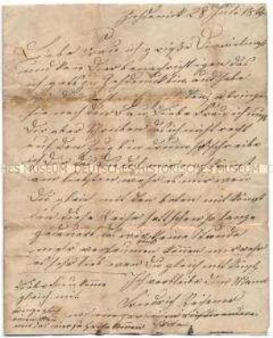 Schreiben von Friedrich Reisener (vermutlich Großvater von Margarete Asmus) an seine Frau - Familienkonvolut