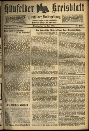 Zweite Ausgabe vom Dienstag, den 10. März 1931.