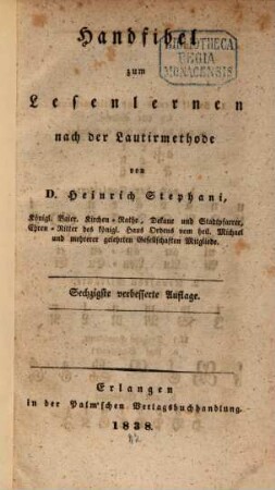 Handfibel zum Lesen lernen nach der Lautirmethode