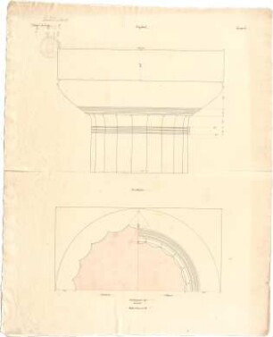 Ziebland, Georg Friedrich; Agrigent (Akragas / Agrigentum, Sizilien); Junotempel - Kapitell (Grundriss, Ansicht, Schnitt)