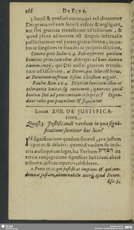 Locus XVII. De Justificatione