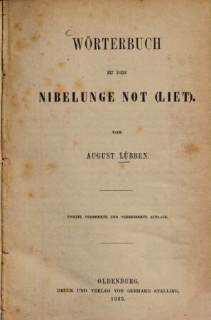 Wörterbuch zu der Nibelunge Not (Liet)