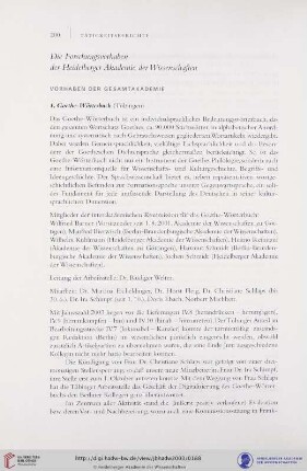 Die Forschungsvorhaben der Heidelberger Akademie der Wissenschaften