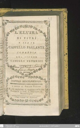 L' Elvira di Vitrì o sia il cappello parlante
