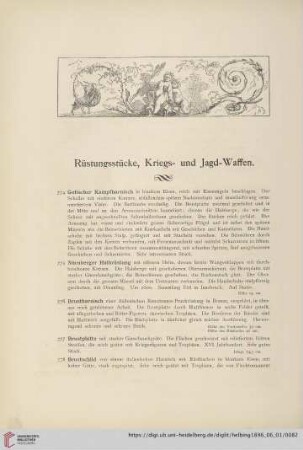 Rüstungsstücke, Kriegs- und Jagd-Waffen