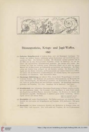 Rüstungsstücke, Kriegs- und Jagd-Waffen