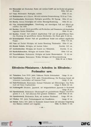 Elfenbein-Miniaturen / Arbeiten in Elfenbein / Perlmutter usw. (Nr. 661-694)