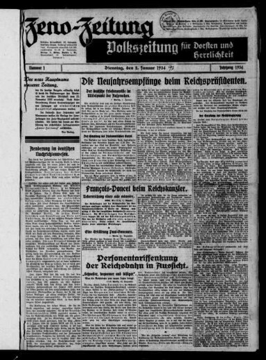 Titelseite einer Zeitung