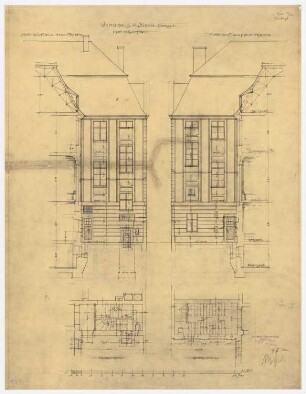 Wohnhaus Dr. Eduard Simon, Berlin: Aufriss Hofansicht 1:50