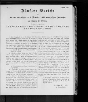 No. 1. Fünfter Bericht des von der Bürgerschaft am 06. December 1859 niedergesetzten Ausschusses zur Prüfung der Wahlen. Januar 1861