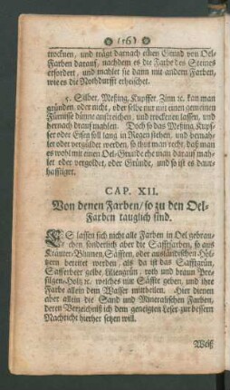 Cap. XII. Von denen Farben/ so zu den Oel-Farben tauglich sind