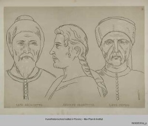 Köpfe dreier Männer (vom Fresko der "chiesa militante" in der Spanischen Kapelle in Santa Maria Novella in Florenz)