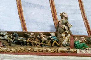 Frankreich. Bretagne. Finistere. Pleyben. Enclos Paroissial. Kirche innen. Gesimse