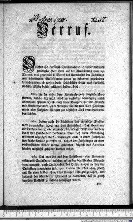 Verruf.. : München am 16. Lenzmonats 1781. Ex Commisssione Serenis. Dni. Dni. Ducis, et Electoris speciali. Franz Ignatz Kajetan Steger kurfl. Obern Landesregierungs-Sekretär.