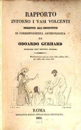 Rapporto intorno i vasi volcenti : diretto all'Institutio di correspondenza archeologica