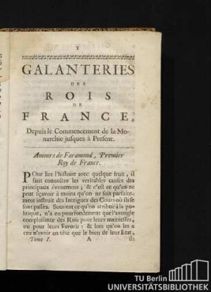 Amours de Faramond, Premier Roy de France.