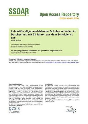 Lehrkräfte allgemeinbildender Schulen scheiden im Durchschnitt mit 63 Jahren aus dem Schuldienst aus
