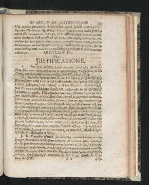 Articulus IV. De Iustificatione.
