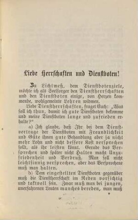 Lichtmeßgruß für die Dienstherrschaften und Dienstboten : besonders auf dem Lande