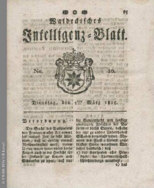 No. 10, Dienstag, den 5ten März 1805