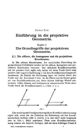 Die Grundbegriffe der projektiven Geometrie.