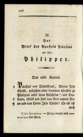 III. Der Brief des Apostels Paullus an die Philipper.