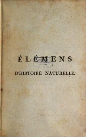 Élémens d'histoire naturelle